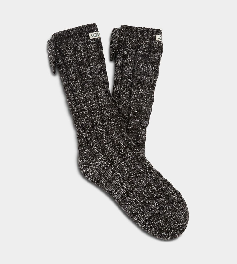 Ugg Laila Bow Fleece Lined - Womens Socks - Grey - NZ (7316OHPSD)